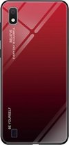 Voor Galaxy A10 Gradient Color Glass Case (Rood)