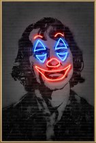 JUNIQE - Poster met kunststof lijst Neon Joker -13x18 /Grijs & Rood