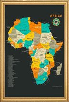 JUNIQE - Poster met houten lijst Afrika kleurrijke kaart -20x30