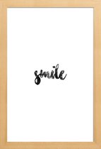 JUNIQE - Poster in houten lijst Smile -40x60 /Wit & Zwart