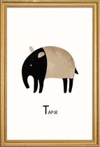 JUNIQE - Poster met houten lijst Tapir -40x60 /Grijs & Ivoor