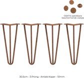 4 x 30.5 cm hairpin retro pootjes tafelpoten pinpoten - 3 Ledig - 10mm - Antiek Koper