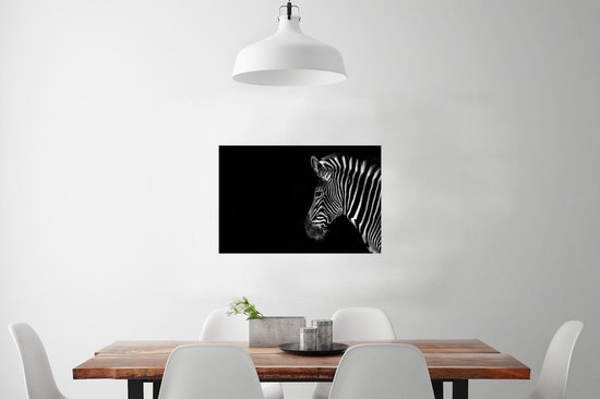 Poster Zebra sur fond noir papier 90x60 cm - Tirage photo sur Poster (décoration murale salon / chambre) / Poster Animaux sauvages