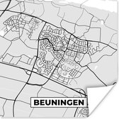 Poster Plan de la ville - Beuningen - Grijs - Wit - 75x75 cm