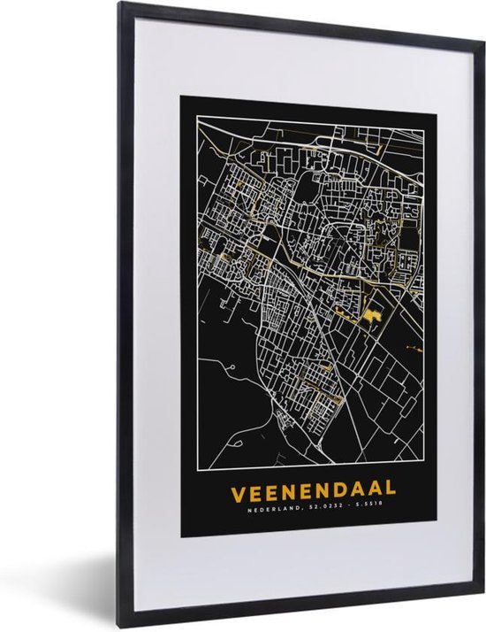 Fotolijst Incl Poster Plattegrond Veenendaal Goud Zwart X Cm Posterlijst Bol Com