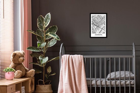 Affiche avec cadre Plan de la ville - Voorburg - Grijs - Wit - 20x30 cm
