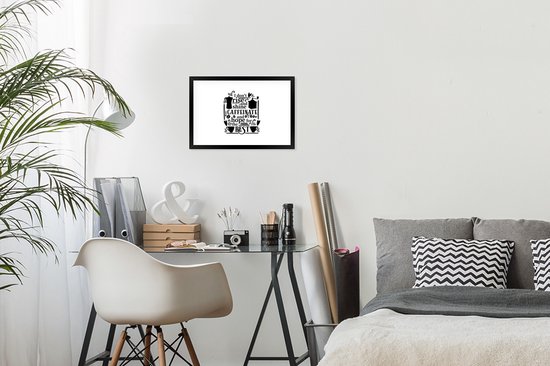 Citation Je caféine et espère le meilleur sur un fond blanc 30x20 cm - petit