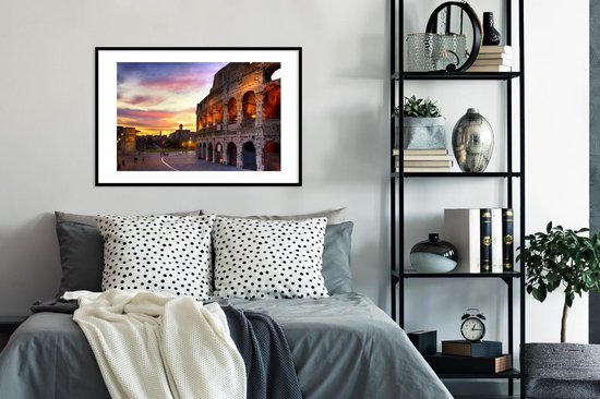 Fotolijst incl. Poster - Het Colosseum in Rome bij een zonsondergang - 90x60 cm - Posterlijst