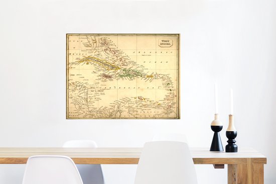 Papier affiche carte Vintage des Antilles
