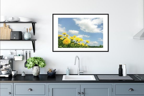 Image encadrée - Cadre photo fleurs de pissenlit 90x60 cm - Affiche encadrée (Décoration murale salon / chambre)