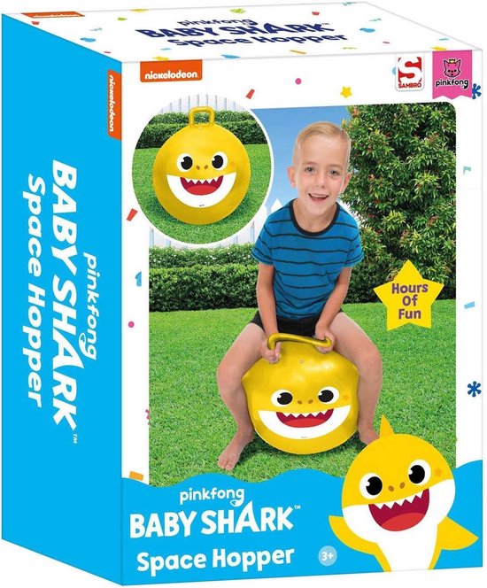 Baby Shark skippybal smiley voor kinderen geel 50 cm - Zomer buiten speelgoed