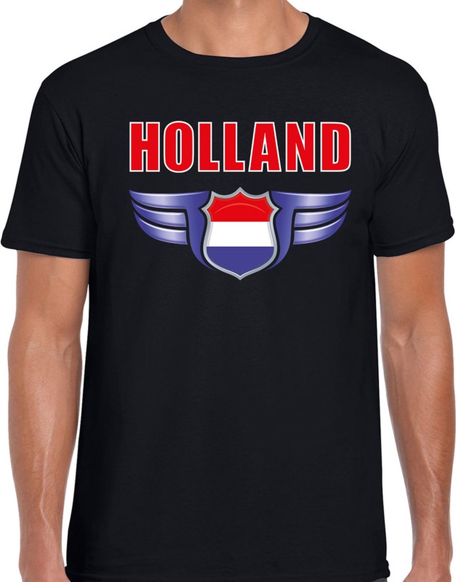 Holland landen t-shirt Nederland zwart voor heren - Nederland / Oranje supporter shirt / kleding - EK / WK voetbal S