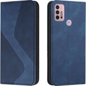 Voor Motorola Moto G10 Power Skin Voel Magnetisch S-type Effen Kleur Horizontale Flip Lederen Case met Houder & Kaartsleuf & Portemonnee (Blauw)