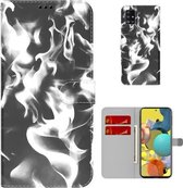 Voor Samsung Galaxy A71 5G Cloud Fog Patroon Horizontale Flip Leather Case met Houder & Kaartsleuf & Portemonnee (Zwart)