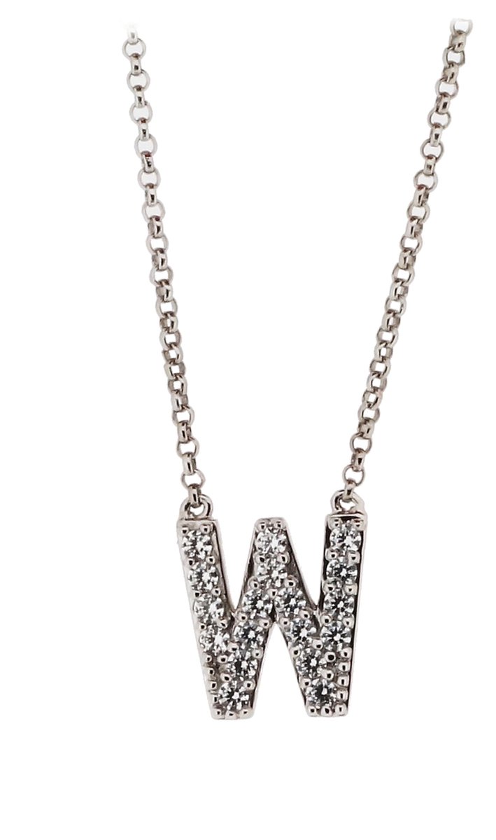 Orphelia Zilver Alphabet hanger met ketting 44 cm Zirconium