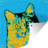 Tuinposters Kattenportret - 50x50 cm - Tuindoek - Buitenposter