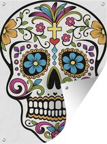 Tuin decoratie Een illustratie van een Dias De Los Muertos schedel - 30x40 cm - Tuindoek - Buitenposter