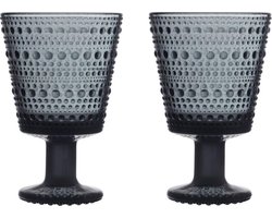 Iittala Kastehelmi - Glazen Set - Universeel Glas - Vaatwasserbestendig - Donkergrijs - 26 cl - 2 Stuks