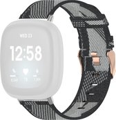 Fitbit versa bandje van By Qubix - Fitbit Versa 3 / Sense Canvas bandje - Grijs