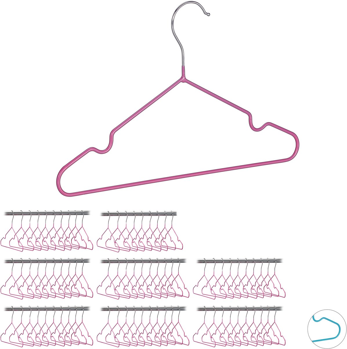 80 x kinderkledinghanger - draad - kledinghanger kind - PVC coating - roze