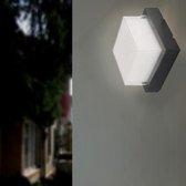 Zwarte kubus LED wandlamp IP65 - Warm wit licht