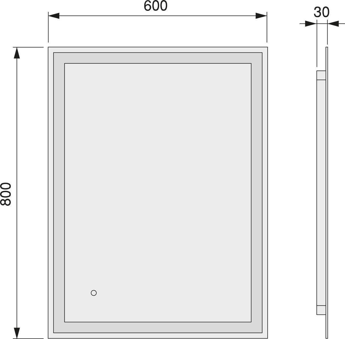 ▷ Hercules miroir de salle de bain avec LED d'éclairage avant et décoratif  60x80cm Emuca