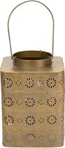 Antique Lantaarn voor Kaarsen - Binnen en Buiten - Windlicht - Tafellamp - Goud - 20,5cm - Metaal