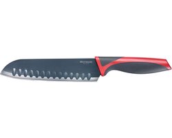 Westmark Santokumes/keukenmes, lemmetlengte 17 cm, breed lemmet met kuiltjes, met mesbeschermer, roestvrij staal/kunststof, antraciet/rood, 14562270