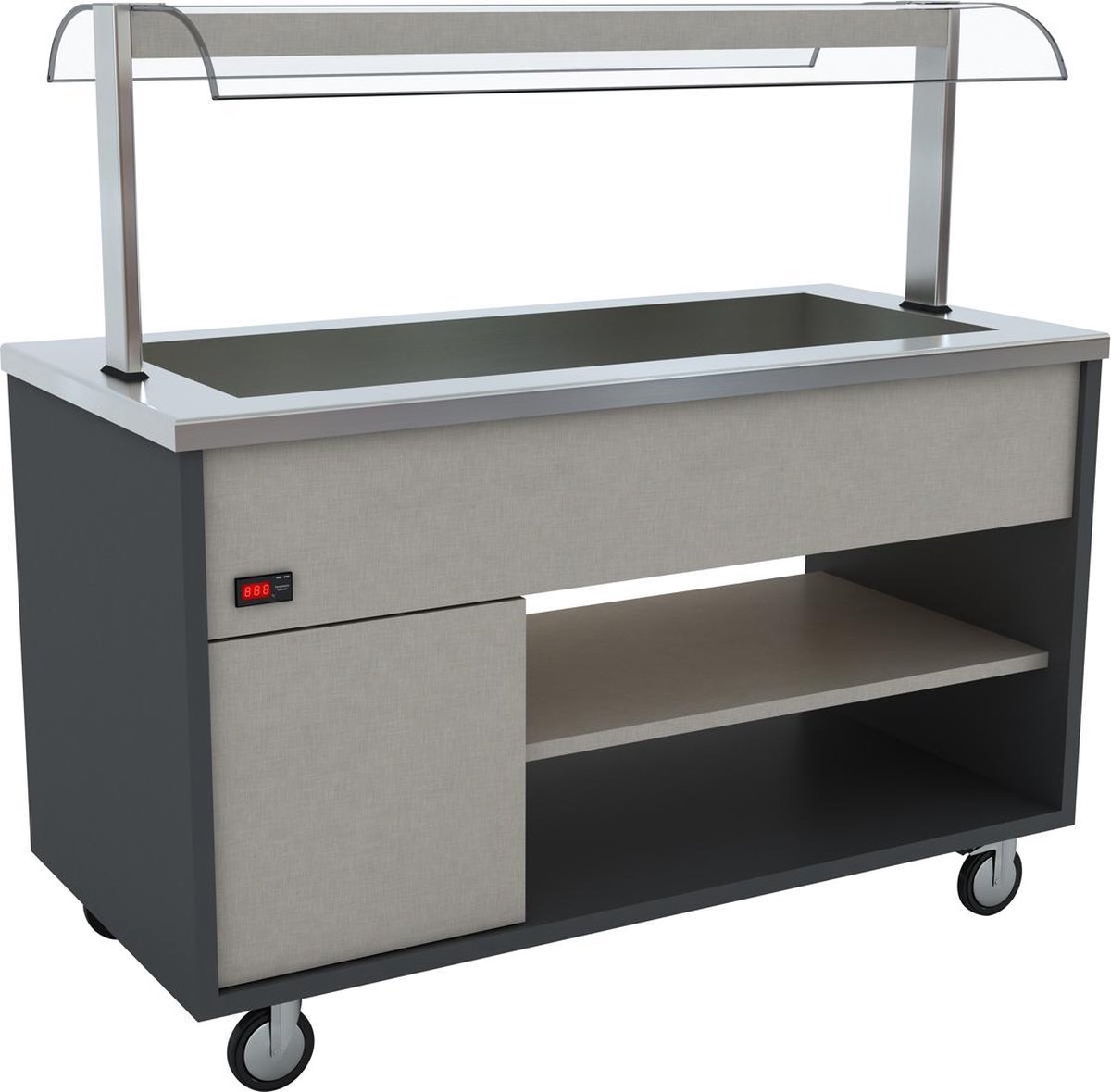 Saladebar warm - 1,6 x 0,8 m - 4x GN 1/1 | Bain-marie | Buffet eiland | Warmhoudbuffet | Verkoopbuffet | Uitgifte buffet | GGM Gastro