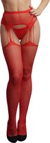 Suspender Rhinestone Pantyhose - Red - O/S - Maat O/S