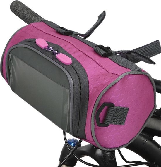 Fietstas stuurtas met smartphone houder – waterdicht – Fiets tas stuur – Smartphone houder fiets – T/M 6.2 inch - roze