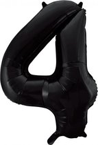 Zwarte folie ballon cijfer 4 | 86 cm