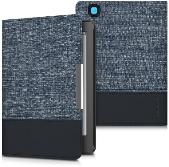 kwmobile hoes geschikt voor Kobo Aura Edition 2 - Canvas beschermhoes in donkerblauw / zwart - Voor e-reader van Merkloos — afbeelding 5