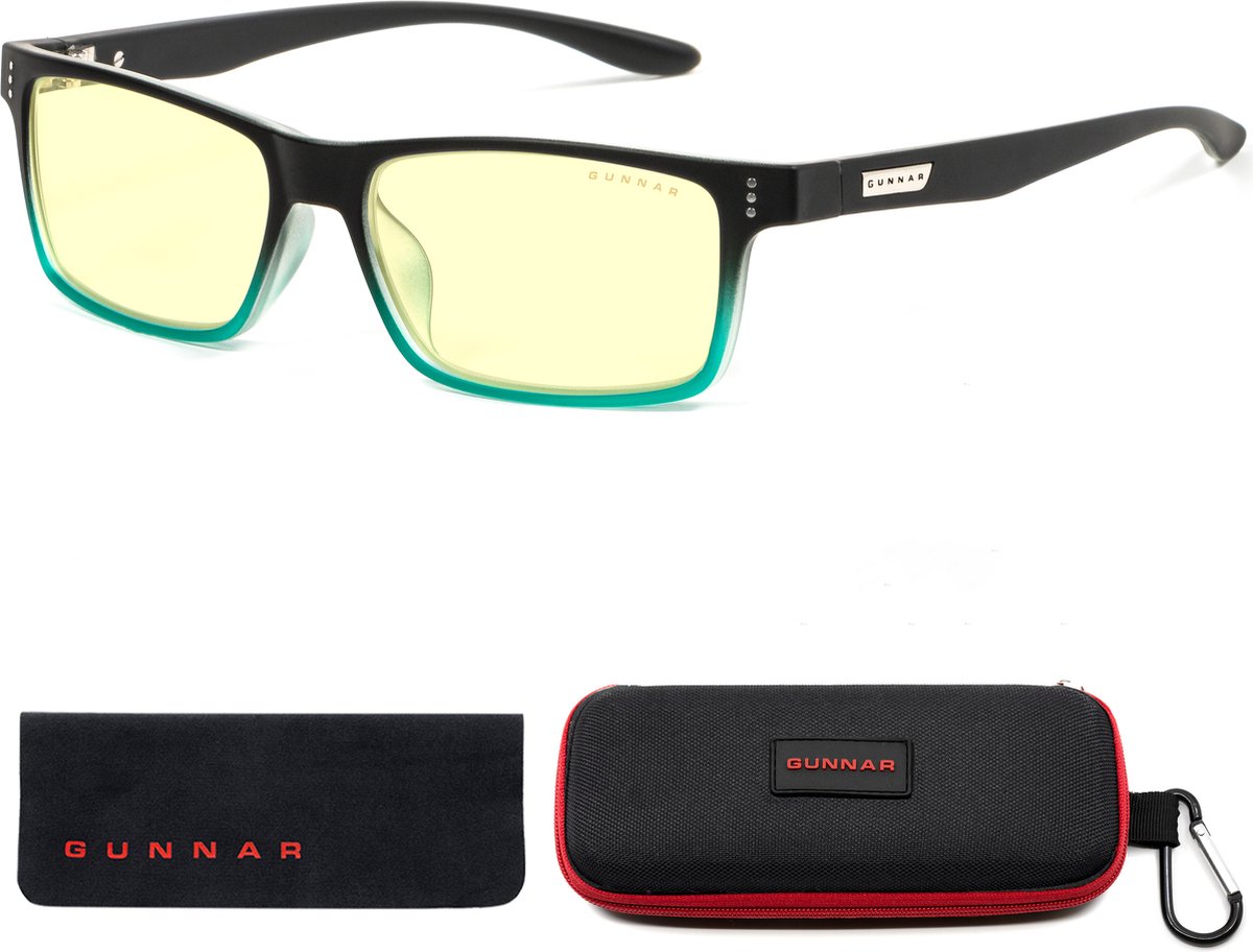 GUNNAR - Cruz - Gaming Bril - Computerbril - Blauw Licht Bril - Blue Light Glasses Zonder Sterkte - Onyx/Teal - Amber