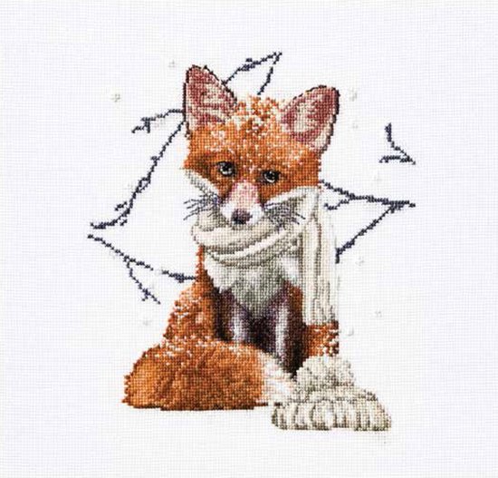 Thea Gouverneur - Borduurpakket met telpatroon - 744A - Voorgesorteerde DMC Garens - Hey There Foxy Lady - Aida - 31 cm x 30 cm - DIY Kit