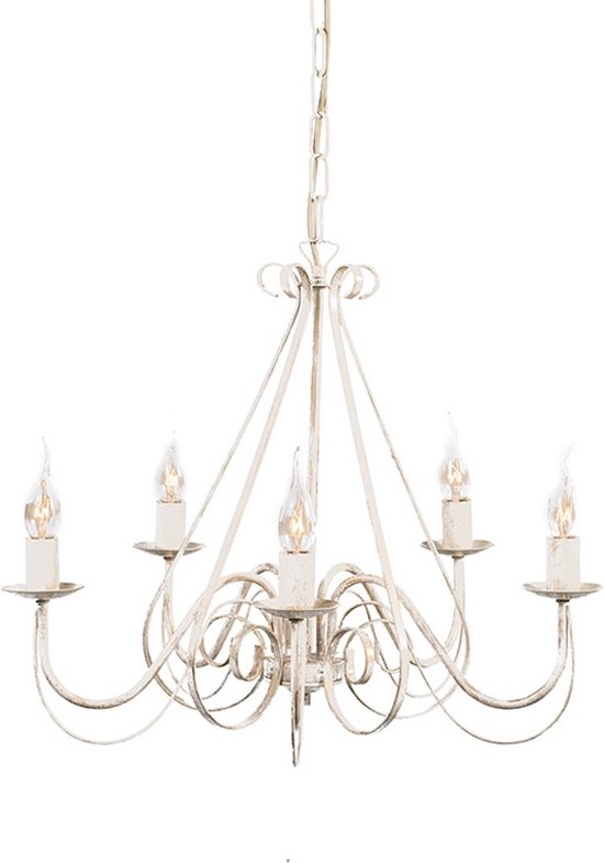 QAZQA Giuseppe 5 - Lustre italien - 5 lumières - Ø60 cm - blanc