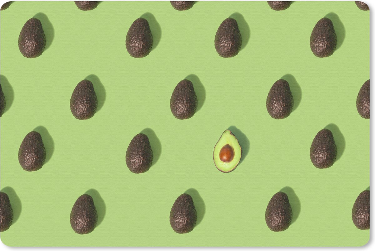 Muismat Kleurrijke Kunst - Avocado collectie muismat rubber - 27x18 cm - Muismat met foto