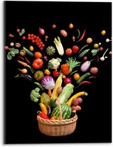 Acrylglas - Mandje met Fruit en Groente - 30x40cm Foto op Acrylglas (Wanddecoratie op Acrylglas)