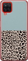 Samsung Galaxy A12 hoesje siliconen - Luipaard mint - Soft Case Telefoonhoesje - Luipaardprint - Blauw