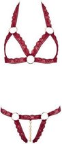 Cottelli Collection – Open Lingerie Set met BH en String Kanten Uitstraling  – Maat M/L – Rood