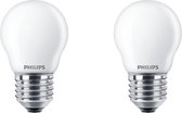 PHILIPS - LED Lamp - Set 2 Stuks - Classic Lustre 827 P45 FR - E27 Fitting - 4.3W - Warm Wit 2700K | Vervangt 40W - BES LED