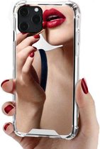 iPhone XS Anti Shock Hoesje met Spiegel Extra Dun - Apple iPhone XS Hoes Cover Case Mirror - Zilver