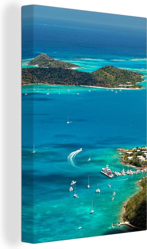 Caribbean Harbor Canvas 120x180 cm - Tirage photo sur toile (Décoration murale salon / chambre) XXL / Grand format!