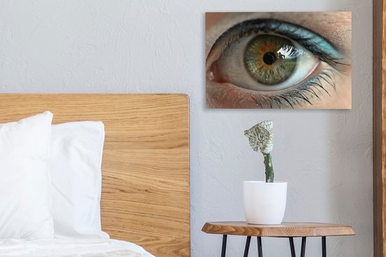 Gros plan d'un oeil marron clair 30x20 cm - petit - Tirage photo sur toile (Décoration murale salon / chambre)
