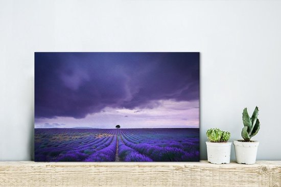 Nuages sur les champs de lavande Toile 30x20 cm - petit - Tirage photo sur toile (Décoration murale salon / chambre)