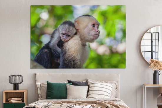 Peintures sur toile - Singe avec ourson au dos - 150x100 cm - Décoration murale