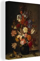 Stilleven schilderij - Bloemen - Boeket - Balthasar van der Ast - Oude meester - Bloemen boeket - Canvas stilleven - Wanddecoratie - 30x40 cm