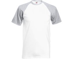 Shortsleeve Baseball T-shirt (Wit / Grijs) XL