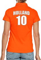 Oranje supporter poloshirt - rugnummer 10 - Holland / Nederland fan shirt / kleding voor dames L