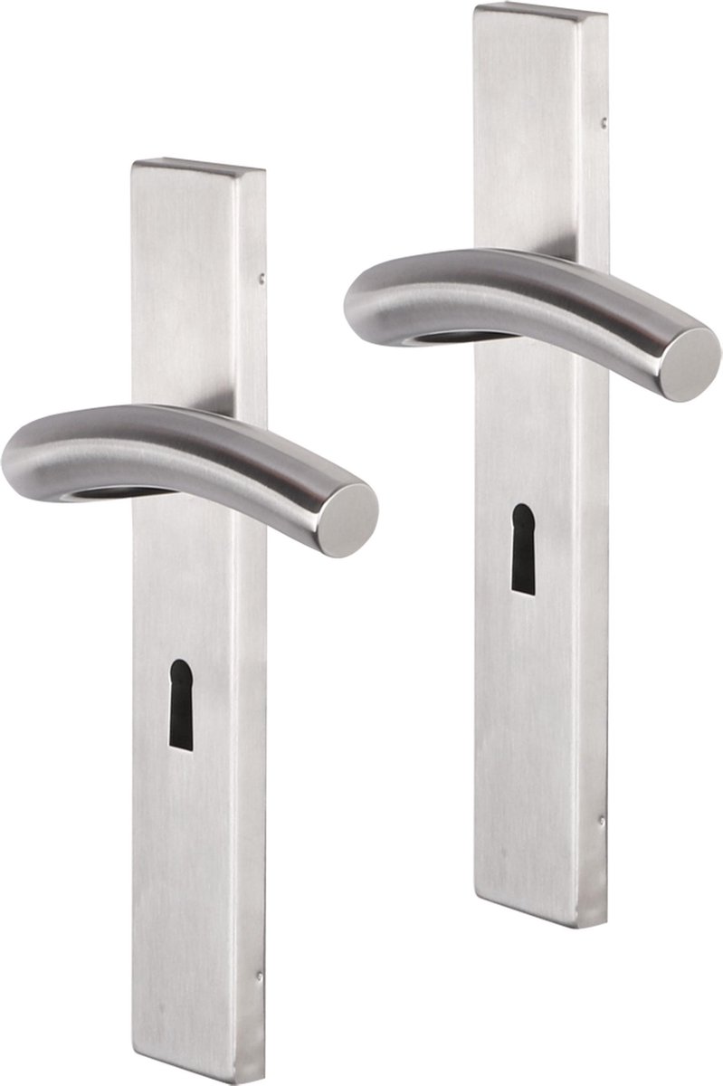 Deurkruk - Impresso Conway - Voor binnen - Vierkant deurschild met sleutelgat - RVS - 2 stuks